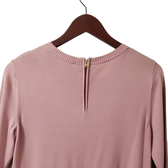 Talbots 3/4 Sleeve Front Pocket Zipper Back Sweater Pink Sz Small - Picture 6 of 13